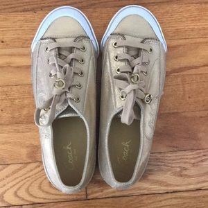 Flame Metallic Duste Gold Coach Sneakers 7.5